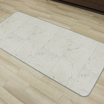 ゆうあい クッションフロア ビアンコカララ E6061 キッチンマット 約80×120cm ビニール製 抗菌 撥水 防汚 防カビ