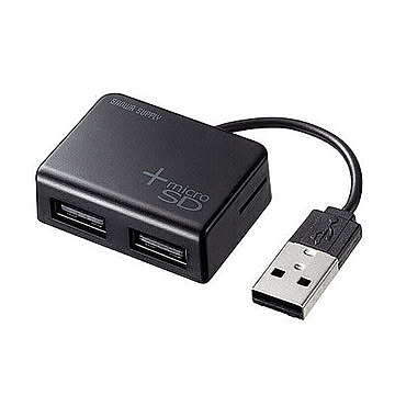 サンワサプライ カードリーダー付きUSB2.0ハブ(ブラック) USB-2HC319BK 管理No. 4969887780473