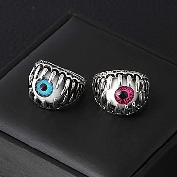 義眼リング ピンク モンスターアイボール ステンレス 指輪 リング メンズ レディース 奇抜 ジュエリー お洒落 目玉 プレゼント ギフト 贈り物