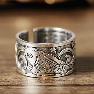 リング 般若心経 鯉 指輪 コイ 昇り鯉 シルバーアクセサリー ヒップホップ アクセサリー ジュエリー ジュエル jewel レゲエ クラブ CLUB メンズ