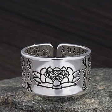 蓮花 般若心経 999 刻印有 指輪 厄除け 魔除け単品　スタイル リングノーブランド シンプル フリーサイズ お洒落アイテム リング ステンレス かっこいい 韓流 かわいい