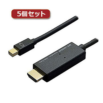 5個セット ミヨシ 4K対応miniDisplayPort-HDMIケーブル 3m ブラック DPC-4KHD30/BKX5 管理No. 4589452960248