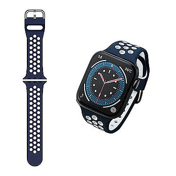 エレコム Apple Watch 45mm 44mm 42mm バンド ネイビー×ホワイト AW-44BDSCNNV 管理No. 4549550232357