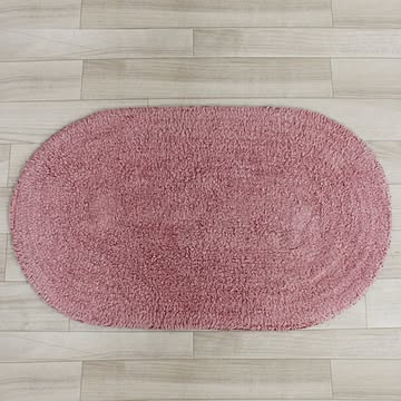 インテリアショップゆうあい バスマット 約45x75cm 楕円形 ウォッシャブル 吸水 無地 コットン100% ピンク