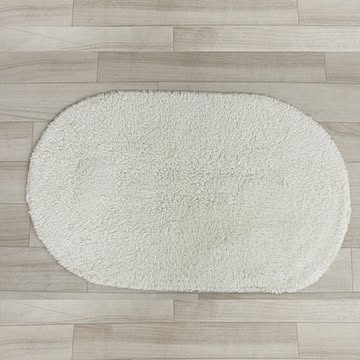 インテリアショップゆうあい インド綿バスマット 45×75cm 楕円形 アイボリー