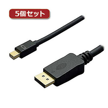 5個セット ミヨシ 4K対応miniDisplayPort-HDMIケーブル 2m ブラック DPC-4KHD20/BKX5 管理No. 4589452960231