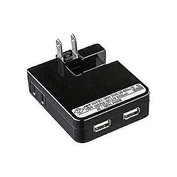 サンワサプライ　USB充電タップ型ACアダプタ(出力2.1A×2ポート)ブラック　ACA-IP25BK 管理No. 4969887502440