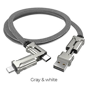 日本トラストテクノロジー HOCO S22 マルチ4in1充電ケーブル 1.2m グレイ S22-MLT12-GY