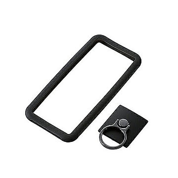 エレコム スマホ汎用ケース シリコンバンパー L-XLサイズ リング付き ブラック P-SBSTR03BK 管理No. 4549550158930