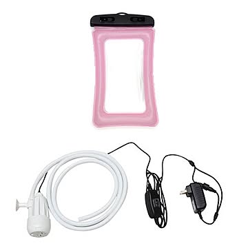 サンコー かんたんに後付け!極楽肩湯システム「かた～ゆ」 + スマートフォン防水ケース ピンク セット V-82222+TKSHOBAT