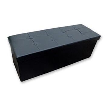 PVC 収納ボックス スツール フタ付き Lサイズ ブラック