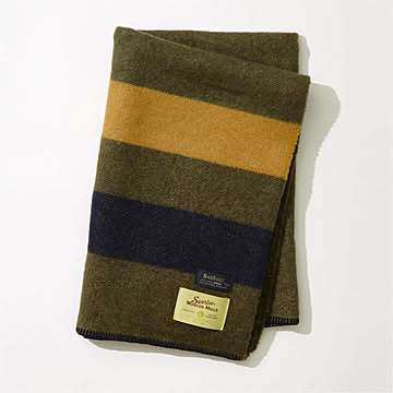 Wool Blanket 1/2 / Border KHAKI