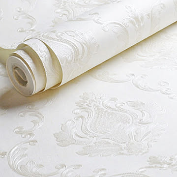 壁紙 ダマスク柄 ホワイト 白  damask 53cm×1000cm DIY のりなし かわいい おしゃれ クロス 補修 ラグジュアリー 北欧 賃貸壁紙 背景 プレゼント