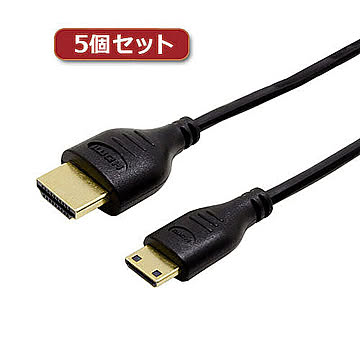 5個セット ミヨシ HDMIケーブル ミニコネクタ 1m ブラック HDC-MN10/BKX5 管理No. 4589452959983