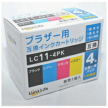 ブラザー用 互換インクカートリッジ LC11-4PK 4本パック　LN BR11/4P 管理No. 4582458921879