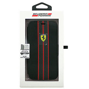 Ferrari iPhoneX専用 PUレザー手帳型ケース ON TRACK Black IPHONE X FESURFLBKPXBKR 管理No. 4526397963699