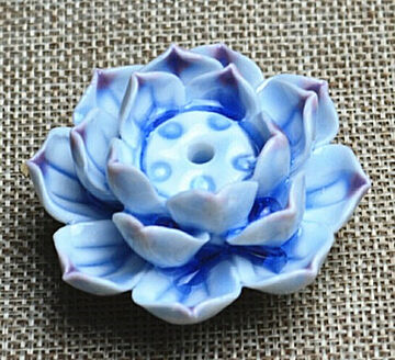 バリスタイル 蓮の花インセンスホルダー セット ブルー 中国仏具