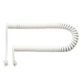 ミヨシ 受話器用カールコード 0.3m クロス結線 片側ロングタイプ 白 DC-J403L/WH 管理No. 4951241142089