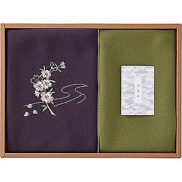 刺繍入り二巾風呂敷&金封包み 紫 B2046620 B3045134 管理No. 4582172810107