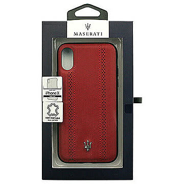 MASERATI 公式ライセンス品 iPhoneX専用 本革バックカバー MAGPEHCPXBU 管理No. 4526397968427