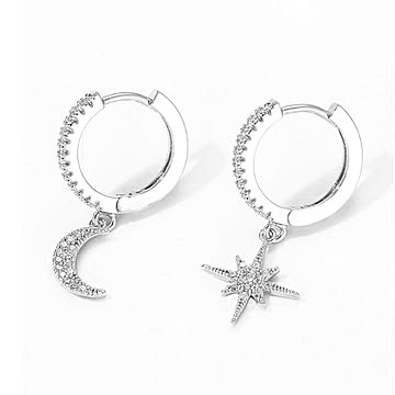 ピアス 太陽と月 両耳用 sun moon アクセサリー ジルコニア リングタイプ ジュエリー ジュエル jewel 三日月 レゲエ クラブ CLUB メンズ 男女兼用