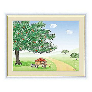 アート 額絵 りんごの木 鈴木 みこと 本紙サイズ F6(約40x30cm) 額サイズ 52x42cm 三幸