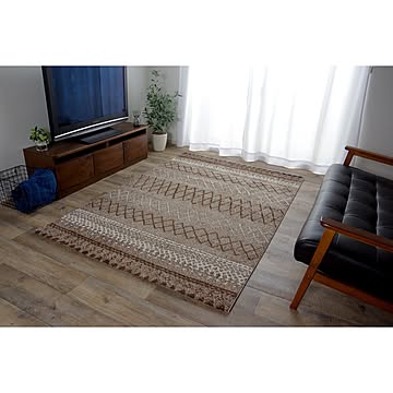 トルコ製 北欧調ラグ ウィルトン織カーペット 133×190cm ブラウン