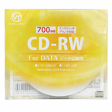 VERTEX CD-RW(Data) 繰り返し記録用 700MB 1-4倍速 1P 1CDRWD.700MBCA 管理No. 4512254004339