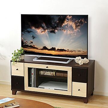 ホームテイスト prier-プリエ- 完成品TVボード 幅101cm ツートンカラー ダークブラウン