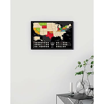 【ウクライナギフトブランド 1DEA.me】トラベルマッブラック スクラッチマップ スクラッチポスター Travel Map USA Black