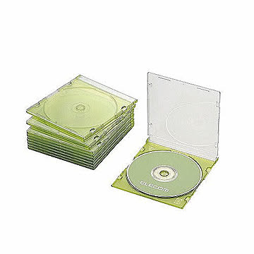 エレコム　Blu-ray/DVD/CDケース(スリム/PS/1枚収納)　CCD-JSCS10CGN 管理No. 4953103400153