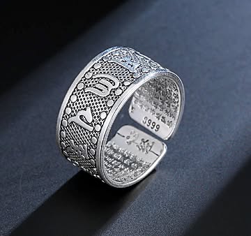 梵字 般若心経 フリーサイズリング 指輪 シンプル お洒落アイテム リング ステンレス かっこいい 韓流 かわいい
