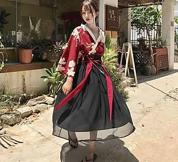 花柄　ハイビスカス　袴上下セット　和装　卒業式 入学式 成人式 着物 振袖 浴衣 行灯袴 プレゼント 妖精 天使 コスプレ 衣装 セパレート お洒落