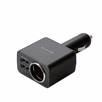 エレコム シガーチャージャー/2USBポート(自動識別)+ソケット/4.8A/ブラック MPA-CCU06BK 管理No. 4953103488649