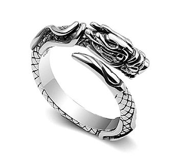 横暴なドラゴン リング シルバー 凶暴ドラゴン 龍 竜 指輪 リング 開運 フリーサイズ シンプル ユニセックス 幸運 風水  指輪 お洒落アイテム