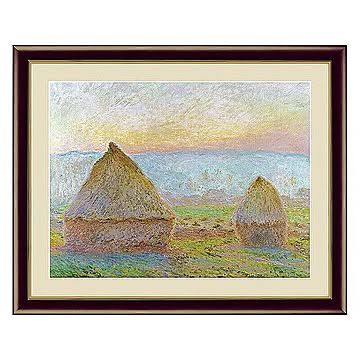 アート 額絵 ジヴェルニーの積み藁、夕日 モネ 本紙サイズ F4(約31x23cm) 額サイズ 42x34cm 三幸