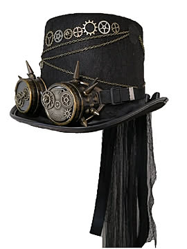 スチームパンク 帽子 トゲトゲ 眼鏡 チェーン 時計 レース Steam punk ギア ハット ブロンズ パンキッシュ ゴーグル レトロ ゴーグル 花 リボン