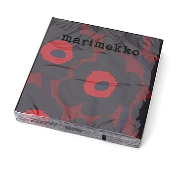 マリメッコ ペーパーナプキン ウニッコ ダークレッド 33x33cm 20枚入り marimekko UNIKKO