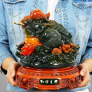 風水 蛙 特大 蓮の上に座る 蓮の花 カエル シリトン 超特大 風水アイテム 大盛況 超縁起物 幸運 祈り 浄化 金運 宝くじ 金運アップ 最強 商売繁盛 開店