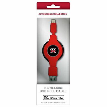 NISSAN 公式ライセンス品 GT-R CHARGE & SYNC USB REEL CABLE FOR IPHONE RED NRMUJ-RRD