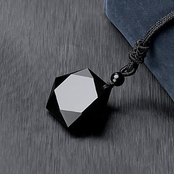 ネックレス 黒曜石 六角形 宝石 ネックレス ペンダント 六芒星 ジュエリー アクセサリー ヘキサゴン スピリチュアル 魔除け お守り 瞑想