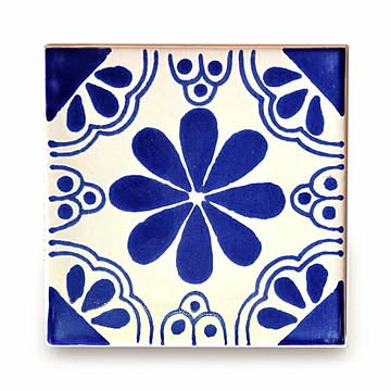 メキシコタイル4枚セット（M053-4）110角イレギュラー（柄）