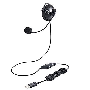 エレコム ヘッドセット 耳掛け 有線 片耳 左耳用 USB 軽量 黒 HS-EH01UBK