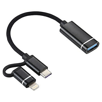 日本トラストテクノロジー OTG 2IN1ケーブル OTG2IN1C-BK
