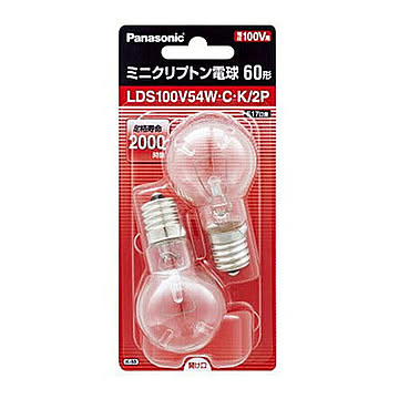 Panasonic ミニクリプトン電球クリア2個セット E17 35mm径 60形 LDS100V54WCK2P 管理No. 4984824505704