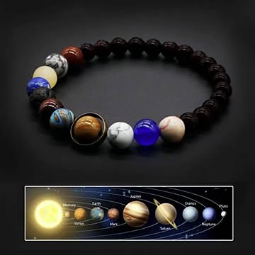 ブレスレット 太陽系 パワーストーン 水金地火木土天海冥 数珠 シンプル ジュエリー アクセサリー スピリチュアル 魔除け お守り 瞑想 デート