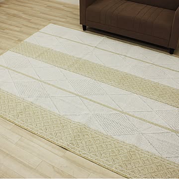 ベレク ラグ ベージュ 約185×240cm 夏用 綿製 日本製 洗濯可能 床暖対応 裏面不織布
