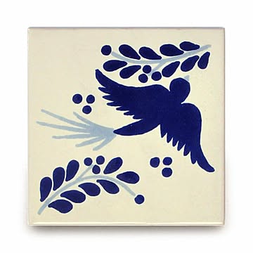 メキシコタイル4枚セット（M259-4・鳥）110角イレギュラー（柄）