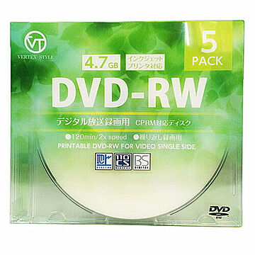 VERTEX DVD-RW(Video with CPRM) 繰り返し録画用 DRW-120DVX.5CA 管理No. 4512254004148