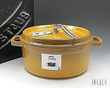 staub ストウブ ココット ラウンド 24cm マスタード/イエロー 12 両手